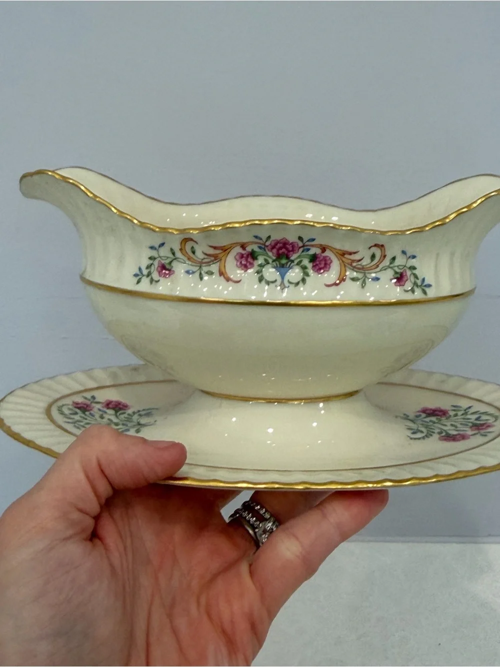 Lenox Cinderella gravy boat with underplate